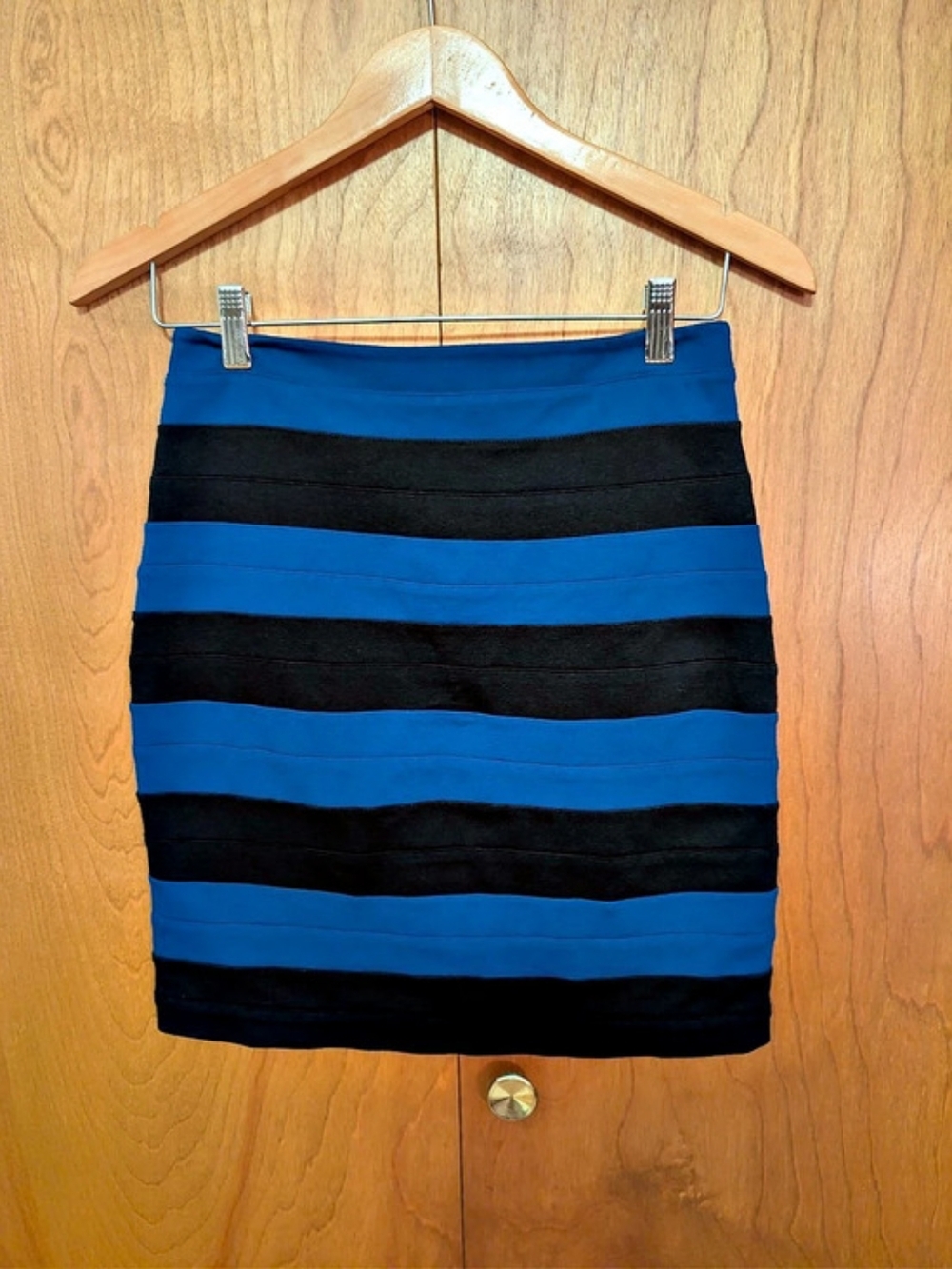 Express Striped Bandage Mini Skirt Blue & Black Size 6